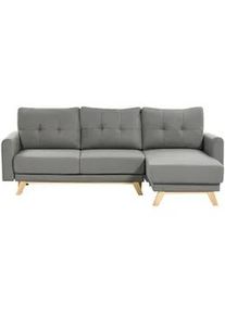 Beliani 3-Sitzer-Ecksofa grau rechtsseitig mit Schlaffunktion Stauraum Siro , Hellbraun, Grau , Textil , L-Form , 240x142 cm , Wohnzimmer, Sofas & Couches, Wohnlandschaften, Ecksofas