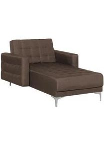 Beliani Chaiselongue Polsterbezug dunkelbraun/silber Aberdeen , Braun , Textil , 107x83x168 cm , Wohnzimmer, Sessel, Relaxliegen