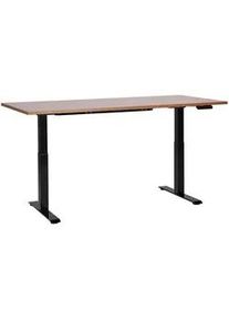 Beliani Schreibtisch braunschwarz 180/72 cm elektrisch höhenverstellbar Destin Iii , Dunkelbraun, Schwarz , Holz , 180x63x72 cm , Arbeitszimmer, Schreibtische, Bürotische