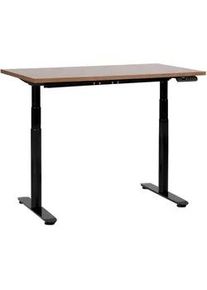 Beliani Schreibtisch braunschwarz 120/72 cm elektrisch höhenverstellbar Destin Iv , Dunkelbraun, Schwarz , Holz , 120x67x72 cm , Arbeitszimmer, Schreibtische, Bürotische