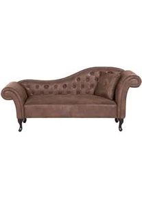 Beliani Chaiselongue Kunstleder hellbraun rechtsseitig Lattes , Braun , Textil , 188x87x59 cm , Wohnzimmer, Sessel, Relaxliegen