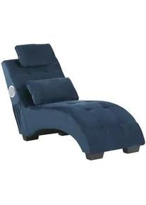 Beliani Chaiselongue Samtstoff Blau Simorre , Dunkelblau , Textil , 157x82x66 cm , Wohnzimmer, Sessel, Relaxliegen