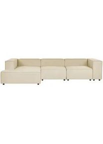 Beliani 3-Sitzer-Ecksofa Leinen beige linksseitig Aprica , Beige, Schwarz , Textil , 326x180 cm , Wohnzimmer, Sofas & Couches, Wohnlandschaften, Ecksofas