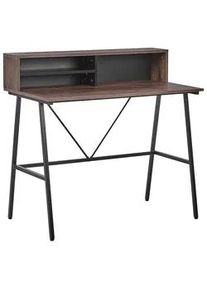 Beliani Schreibtisch dunkler Holzfarbton 100/53/96 cm Harison , Dunkelgrau , Holzwerkstoff , 100x96x53 cm , Arbeitszimmer, Schreibtische, Bürotische