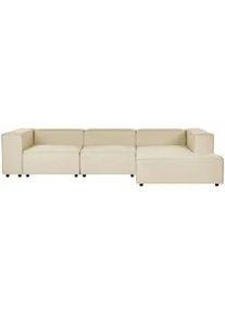 Beliani 3-Sitzer-Ecksofa Leinen beige rechtsseitig Aprica , Beige, Schwarz , Textil , 326x180 cm , Wohnzimmer, Sofas & Couches, Wohnlandschaften, Ecksofas