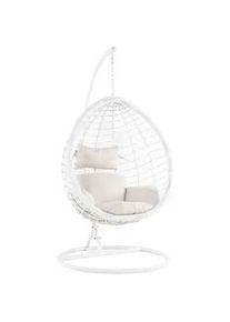 Beliani Hängesessel mit Gestell PE Rattan weiß 106 cm Fano , Kunststoff , 108x200x108 cm , Gartenmöbel, Gartenschaukeln, Hängesessel