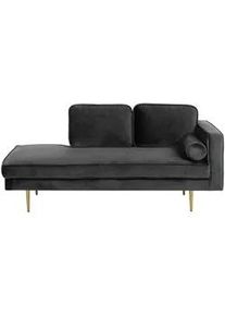 Beliani Chaiselongue Samtstoff schwarz rechtsseitig Miramas , Goldfarben, Schwarz , Textil , 171x63x79 cm , Wohnzimmer, Sofas & Couches, Sofas, Recamieren