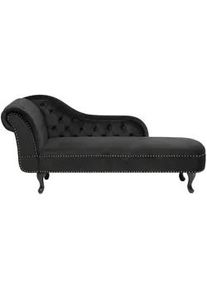 Beliani Chaiselongue Samtstoff schwarz linksseitig Nimes , Schwarz , Textil , 170x79x61 cm , Wohnzimmer, Sofas & Couches, Sofas, Recamieren