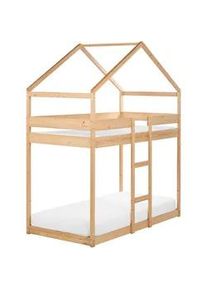 Beliani Hochbett 90x200 cm Heller Holzfarbton Labatut , Hellbraun , 90x200 cm , Kinder- & Jugendzimmer, Kindermöbel, Kinderbetten, Hochbetten