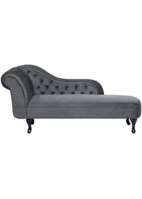Beliani Chaiselongue Samtstoff grau linksseitig Nimes , Schwarz, Grau , Textil , 170x79x61 cm , Wohnzimmer, Sessel, Relaxliegen