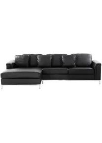 Beliani Ecksofa Leder Schwarz linksseitig Oslo , L-Form , 270x151 cm , Wohnzimmer, Sofas & Couches, Wohnlandschaften, Ecksofas