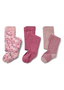 Tchibo - 3 Paar Kinder-Strumpfhosen - M&auml;dchen - Gr. 98/104 - dunkelrosa/jacquard