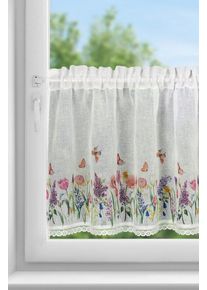 ArtFir Krátka záclona BELLA P | biela/ružová 150 x 60 cm