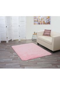 Teppich HWC-F69, Shaggy Läufer Hochflor Langflor, Stoff/Textil flauschig weich 160x120cm ~ rosa