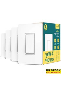 3 Way Smart Switch 4 Pack WiFi Light Switch 2.4GHz Compatible with Alexa Google Home Remote Control Easy Installation Voice
