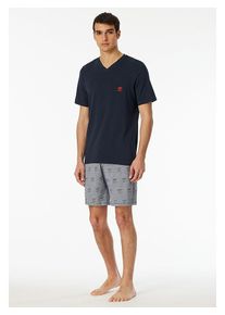 Schiesser Pyjama donkerblauw/grijs - 42% | Maat: 48 |