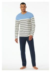Schiesser Pyjama crème/donkerblauw - 38% | Maat: 50 |