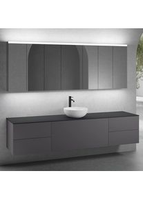 neoro n50 Ensemble de meubles l : 220 cm, 5 tiroirs, vasque Ø 40 cm blanc mat, avec armoire de toilette,,