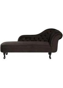 Beliani Chaiselongue Samtstoff dunkelbraun rechtsseitig Nimes , Braun , Textil , 170x79x61 cm , Wohnzimmer, Sessel, Relaxliegen