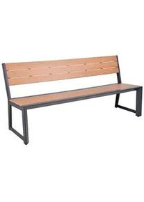 Gardenson Gartenbank , Anthrazit, Braun , Metall, Kunststoff , 55x81x180 cm , Abstellfläche, mit Rückenlehne, abwischbar , Gartenmöbel, Gartenbänke, Gartenbänke