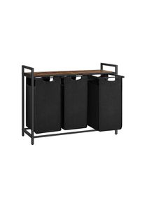 VASAGLE Szennyeskos&aacute;r asztallal 3 x 38 L fekete/barna