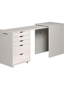 INTER-FURN , Regal-Schreibtisch »Voltera«, (1 St.), kleiner Massivholz Schreibtisch, groß ausziehbar von 57 zu 164 cm , Massivholz Kiefer, Weiß...