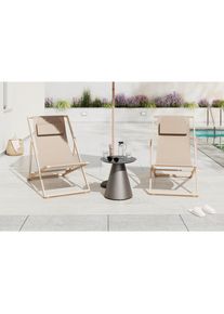 Ambia Garden Sonnenliege , Creme , Metall, Textil , Füllung: Schaumstoff , 104x76-93x63 cm , Gartenmöbel, Gartenliegen, Sonnenliegen