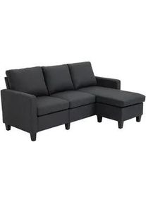 HOMCOM Ecksofa L-Form Couchgarnitur mit wendbarer Chaiselongue Leinen , Dunkelgrau , Textil , Kiefer , Füllung: Schaumstoff,Schaumstoff , 197x139 cm , Wohnzimmer, Sofas & Couches, Wohnlandschaften, Ecksofas