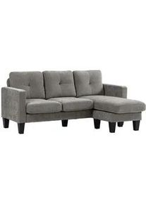 HOMCOM Ecksofa, Eck-Couch mit umkehrbarer Chaiselongue, Chenille-Optik, Braun , Textil , 186x130 cm , Wohnzimmer, Sofas & Couches, Wohnlandschaften, Ecksofas