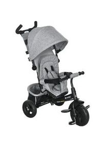 HOMCOM 6-In-1 Dreirad mit Schubstange, Kinderdreirad mit abnehmbarem Sonnendach , Grau , Metall , 49x102x102 cm , unisex , Outdoor Spielzeug, Kinderfahrzeuge