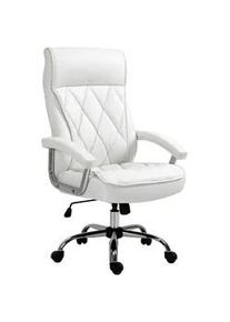 Vinsetto Chefsessel, Bürostuhl, Kunstleder, Weiß , Kunststoff, Metall , 69x121x66 cm , Arbeitszimmer, Bürostühle, Drehstühle