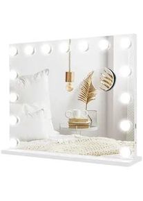 HOMCOM Hollywood Spiegel mit Beleuchtung, Dimmbar Schminkspiegel mit 15 LED Licht , Weiß , Glas , 14x48x58 cm , Spiegel, Schminkspiegel