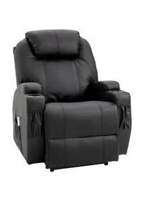 HOMCOM Massagesessel elektrisch Relaxsessel Fernsehsessel Liegefunktion Schwarz , Leder , Echtholz,Eukalyptusholz , Füllung: Schaumstoff,Schaumstoff , 97x110x82 cm , Wohnzimmer, Sessel, Massagesessel