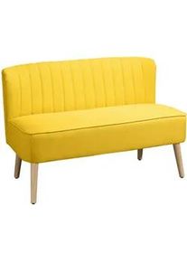 HOMCOM Sofa 2-Sitzer Couch Stoffsofa Sitzmöbel Polstersofa Loungesofa breit Gelb , Textil , Teilmassiv , Füllung: Schaumstoff , 56.5x77x117 cm , Wohnzimmer, Sofas & Couches, Sofas
