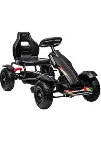 HOMCOM Kinder GO Kart Tretauto, Schwarz, Kunststoff+ Metall , 58x61x121 cm , Outdoor Spielzeug, Kinderfahrzeuge