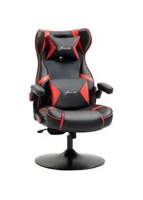 Vinsetto Gamingsessel mit Wippfunktion Gaming Stuhl mit Lautsprecher Bürostuhl Kunstleder , Schwarz, Rot , Leder , 73x118x69 cm , Kinder- & Jugendzimmer, Jugendmöbel, Gamingstühle