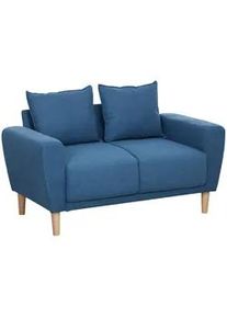 HOMCOM Zweisitzer Sofa mit 2 Kissen, 133 x 73 x 81 cm, Blau , Textil , 133x81x73 cm , Wohnzimmer, Sofas & Couches, Sofas, 2-Sitzer Sofas
