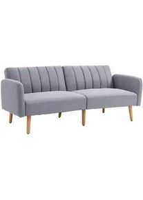 HOMCOM Schlafsofa, 2-Sitzer Stoffsofa mit Schlaffunktion, 173 x 75 x 73 cm, Grau , Hellgrau , Textil , Kautschukholz , Füllung: Schaumstoff,Schaumstoff , 75x73x173 cm , Wohnzimmer, Sofas & Couches, Schlafsofas