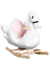 HOMCOM Kinder Schaukeltier, Weiß, Plüsch+ Holz , 32x55x60 cm , Spielzeug, Kinderspielzeug, Sonstiges Spielzeug
