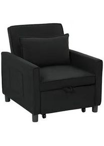 HOMCOM Schlafsessel, 3-in-1 , Schwarz , Kunststoff , 84x81x74 cm , Wohnzimmer, Sofas & Couches, Schlafsofas, Schlafsessel