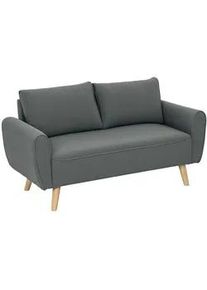 HOMCOM Zweisitzer Sofa mit 2 Kissen Polstersofa mit 54cm extra tiefen Sitzen Dunkelgrau , Textil , Eukalyptusholz , Füllung: Schaumstoff,Schaumstoff , 75x78x145 cm , Wohnzimmer, Sofas & Couches, Sofas, 2-Sitzer Sofas