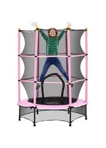 HOMCOM Kindertrampolin , Rosa , Metall, Kunststoff , 140x140 cm , Outdoor Spielzeug