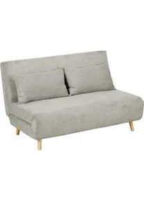 HOMCOM Schlafsofa, Klappbett mit Bettfunktion, Rückenkissen, Polstersofa mit Samtoptik , Grau , Textil , Echtholz,Buche , Füllung: Polyester,Polyester , 90x81x141 cm , Wohnzimmer, Sofas & Couches, Schlafsofas