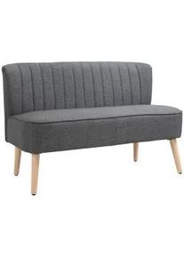 HOMCOM Sofa 2-Sitzer Couch Stoffsofa Sitzmöbel Polstersofa Loungesofa breit Hellgrau , Textil , Teilmassiv , Füllung: Schaumstoff , 56.5x77x117 cm , Wohnzimmer, Sofas & Couches, Sofas