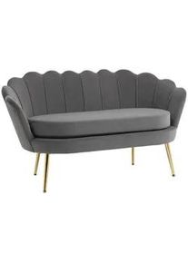HOMCOM Sofa 2-Sitzer, Samt Polyester Stahl Grau , Textil , 63x75x133 cm , Wohnzimmer, Sofas & Couches, Sofas