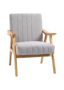 HOMCOM Ohrensessel, Polsterstuhl mit Armlehnen, Loungesessel, Relaxsessel, Armlehnstuhl , Hellgrau , Kunststoff , 74x82x68 cm , Wohnzimmer, Sessel, Relaxsessel