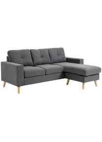 HOMCOM Ecksofa Eckcouch in L-Form, Eckgarnitur in Leinenoptik Couchgarnitur Dunkelgrau , Textil , Füllung: Schaumstoff,Schaumstoff , 193x136 cm , Wohnzimmer, Sofas & Couches, Wohnlandschaften, Ecksofas