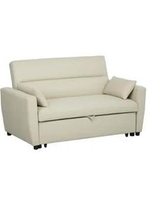 HOMCOM Schlafsofa 2-Sitzer, Verstellbare Rückenlehne, Beige , Textil , 155x88.5x90 cm , Wohnzimmer, Sofas & Couches, Schlafsofas
