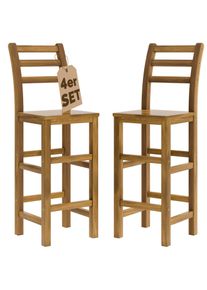 Casaria Barkruk met Rugleuning 4 Stuks Acaciahout