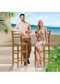 Casaria Barkruk met Rugleuning 2 Stuks Acaciahout